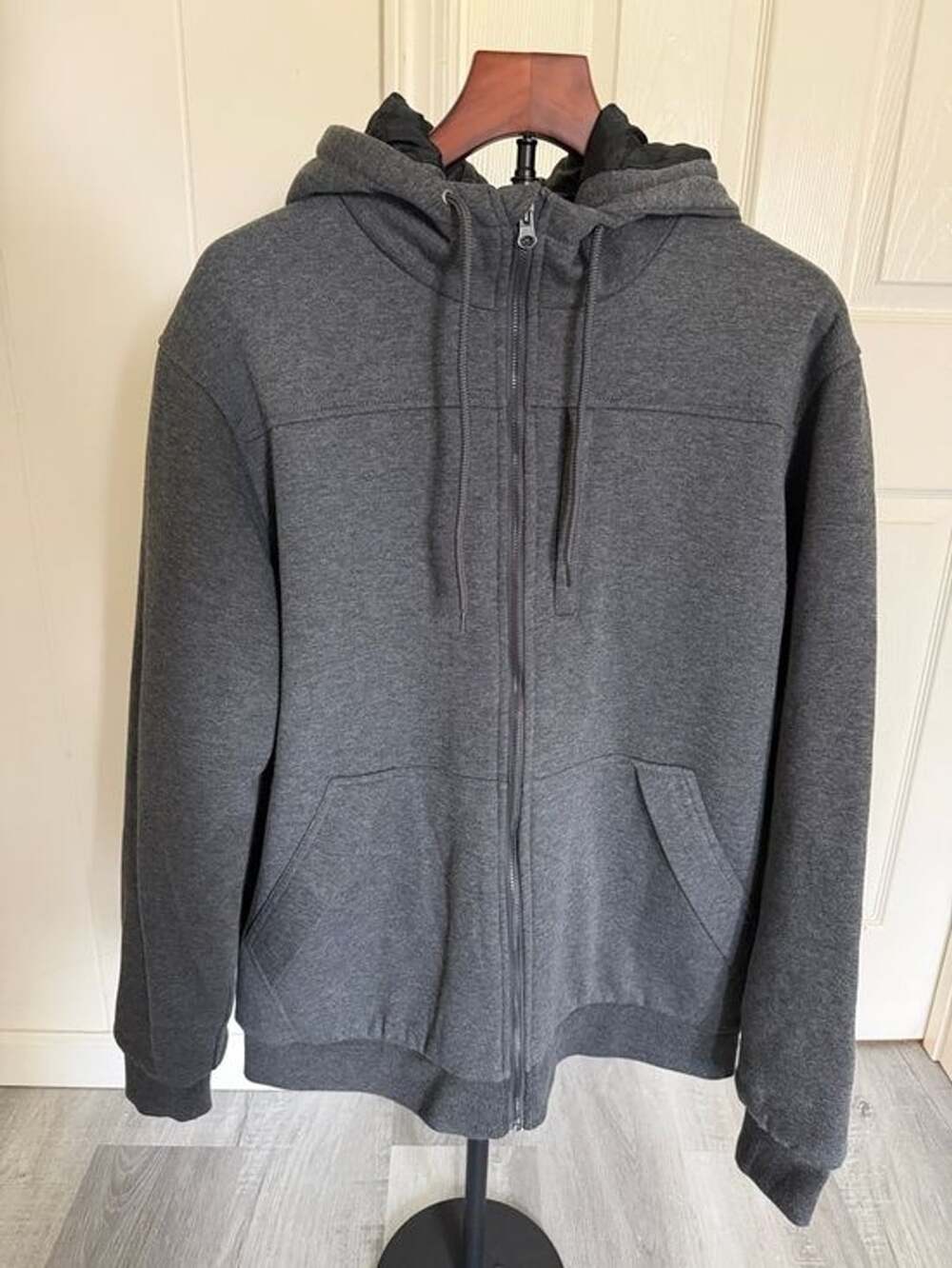 Men's Full-Zip Hooded Sweater Jacket - Charcoal Gray